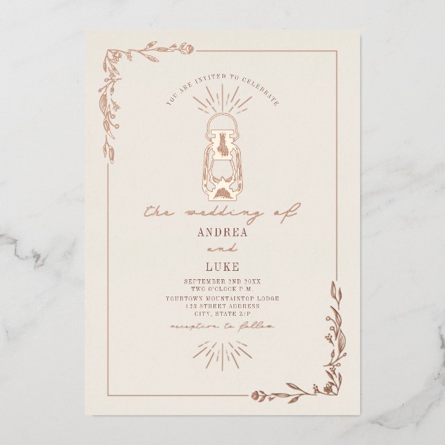 Vintage Lantern Rustic Botanical Wedding (Front)