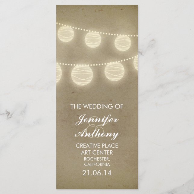 vintage lanterns stylish wedding programs programme (Front)