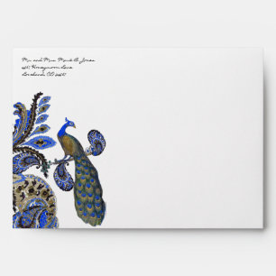Vintage Lapis Blue Navy Peacock Wedding Envelopes