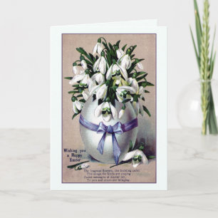 Vintage large Easter egg vase and lilies; poem Holiday Card