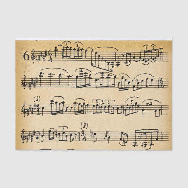 Vintage Large Music Notes Sheet Decoupage  (Front)