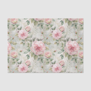 Vintage Large Pink Roses Pattern Tissue Paper