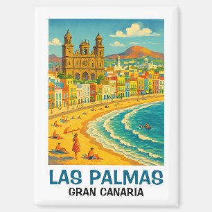 Vintage Las Palmas Gran Canaria Canteras Beach Magnet