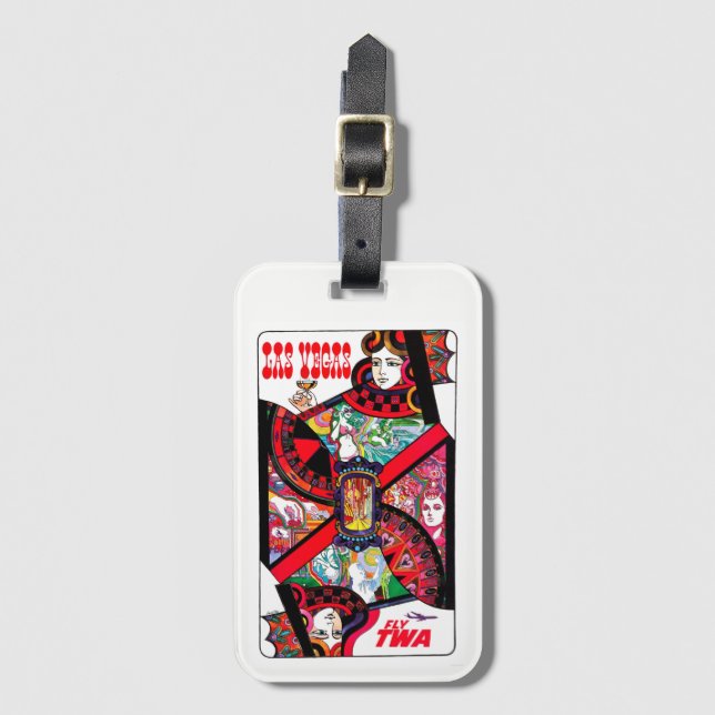 Vintage Las Vegas Gambling Queen Travel Luggage Tag (Front Vertical)