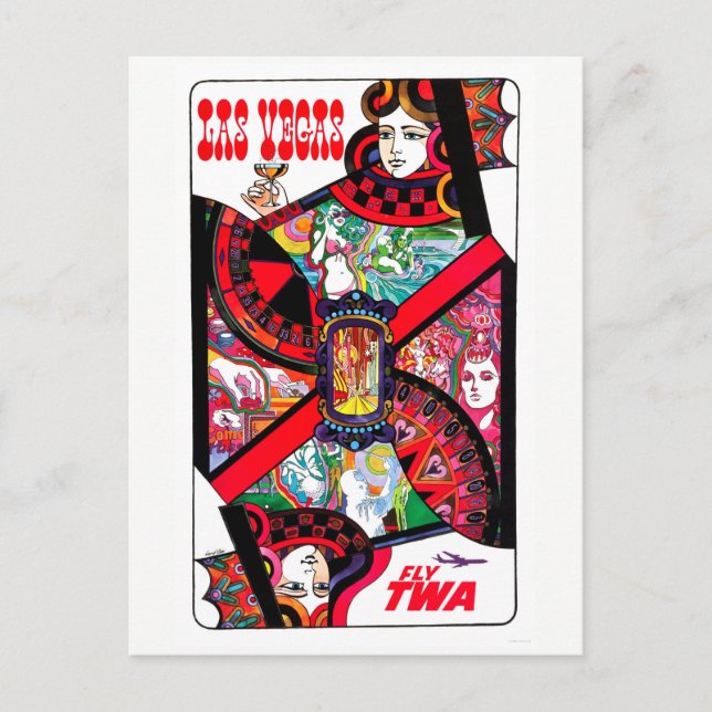 Vintage Las Vegas Gambling Queen Travel Postcard (Front)