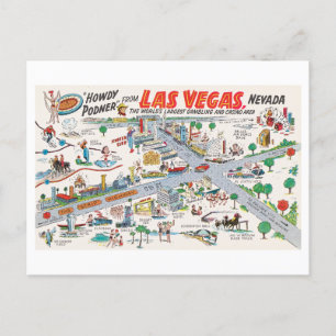 Vintage Las Vegas Map Postcard