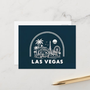 Vintage Las Vegas Skyline Postcard Retro Travel
