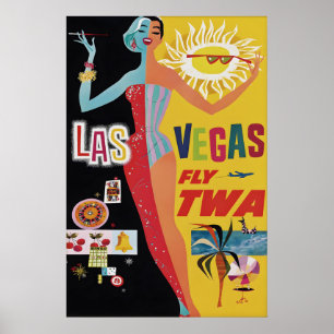 Vintage Las Vegas Travel Poster Print, America