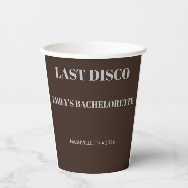 Vintage Last Disco Bachelorette Party  Paper Cups (Front)