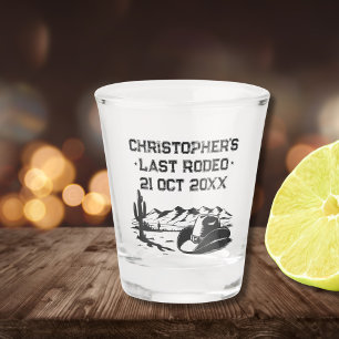 Vintage Last Rodeo Rustic Cowboy Bachelor Party Shot Glass