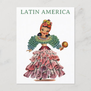 Vintage Latin America Woman Travel Postcard