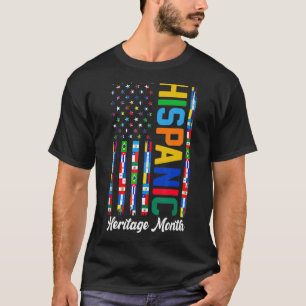 Vintage Latin American Flags Hispanic Heritage Mon T-Shirt