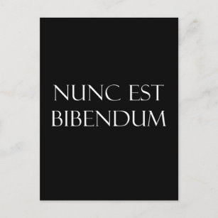 Vintage Latin Nunc Est Bibendum Drinking Quote Postcard