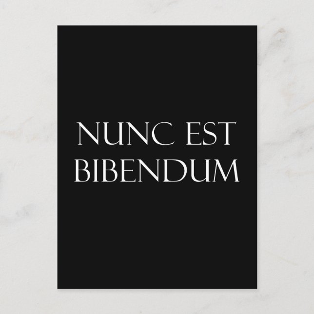 Vintage Latin Nunc Est Bibendum Drinking Quote Postcard (Front)