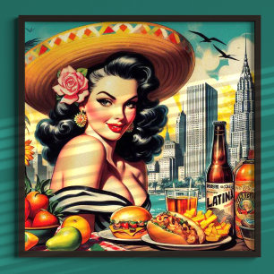 Vintage Latina Painting Poster