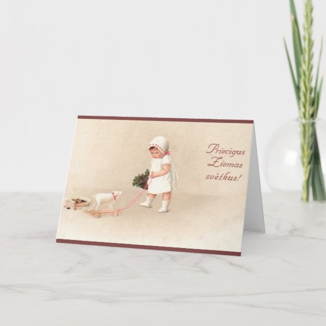 Vintage Latvian Christmas Greeting Card (Front)