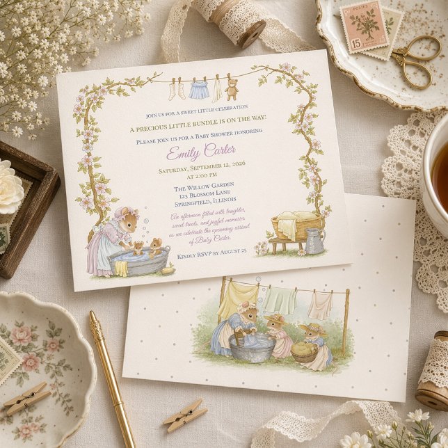 Vintage Laundry Day Baby Shower Invitation (Creator Uploaded)