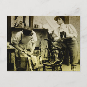 Vintage Laundry scene Postcard