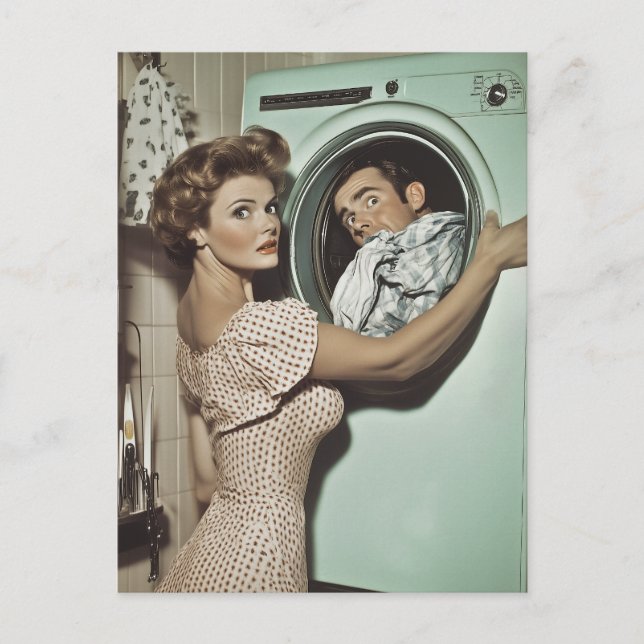 Vintage Laundry Surprise Postcard (Front)