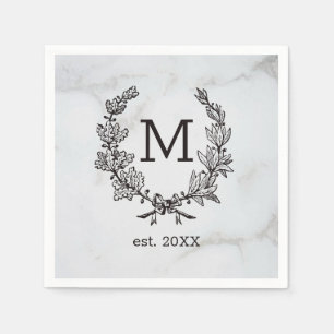 Vintage Laurel Monogrammed Personalised Napkin