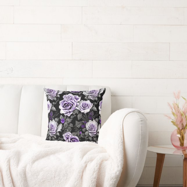 Vintage Lavender and Grey Rose  Cushion (Couch)