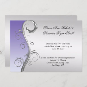 Vintage Lavender and Silver Ornate Post Wedding Invitation