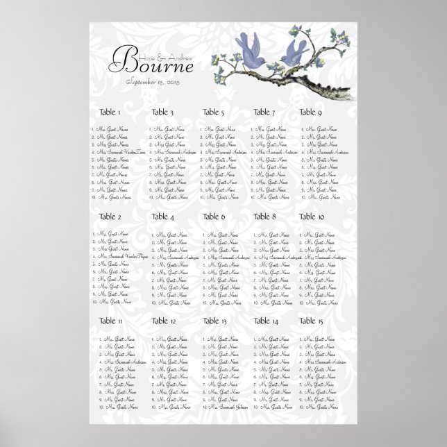 Vintage Lavender Birds Seating click customize Poster (Front)