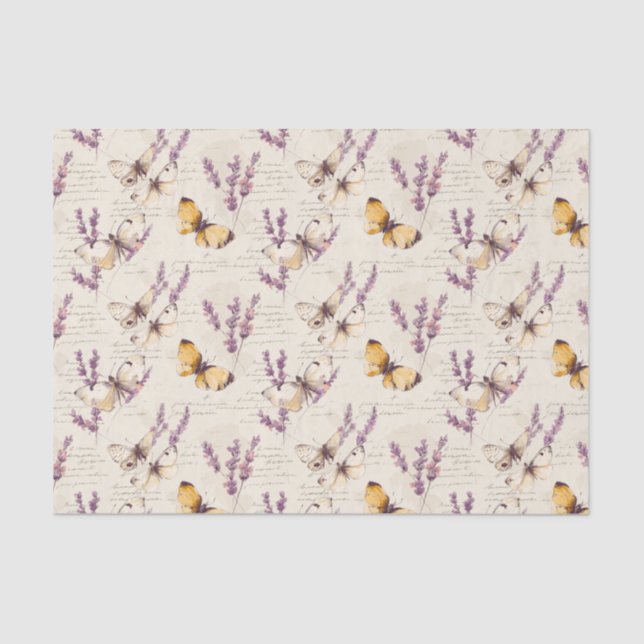 Vintage Lavender Butterfly  Tissue Paper (Front)