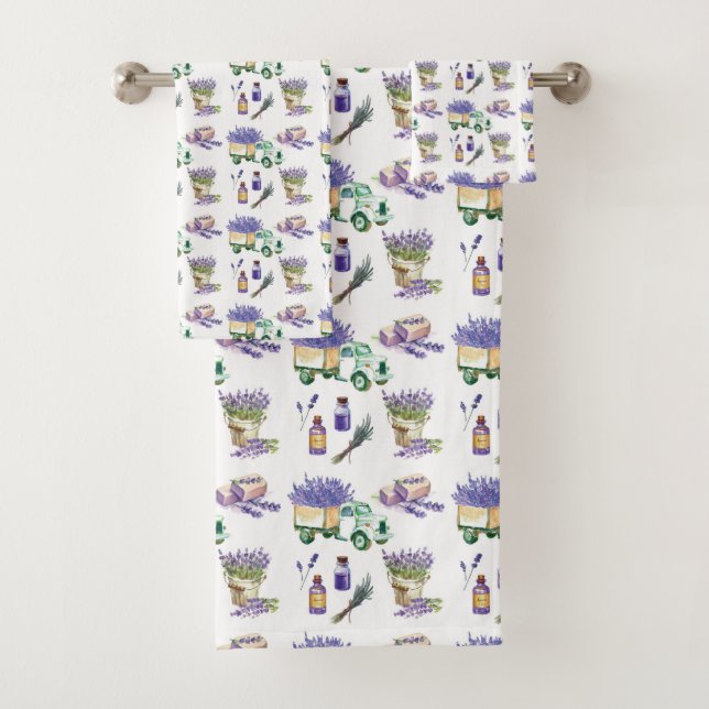 Vintage Lavender Fields of Provence Bath Towel Set (Insitu)