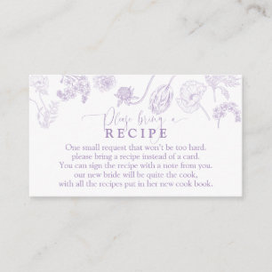 Vintage Lavender Floral Please Bring A Recipe Enclosure Card