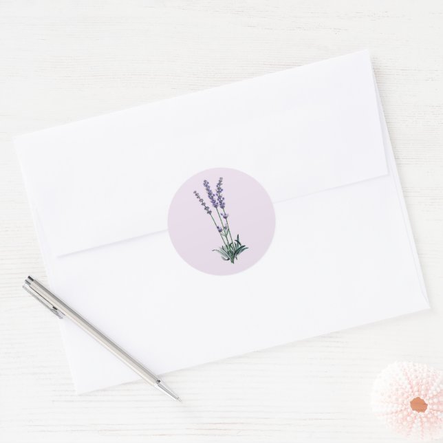 Vintage Lavender Flower Classic Round Sticker (Envelope)