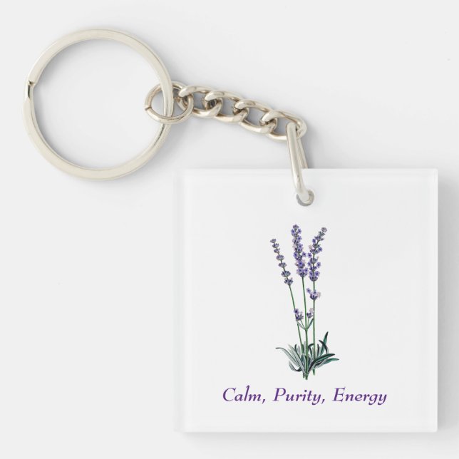 Vintage Lavender Flower Key Ring (Front)