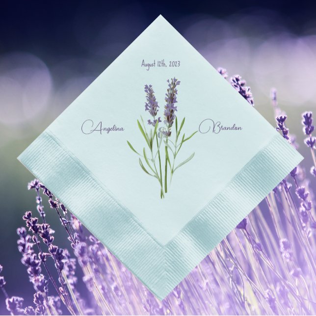 Vintage lavender for wedding  personalised  napkin (Creator Uploaded)