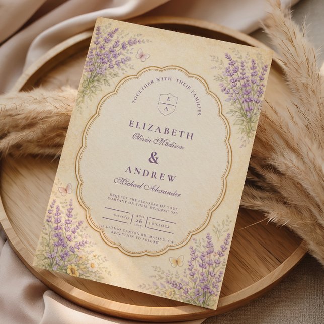Vintage Lavender Garden Wedding Invitation (Creator Uploaded)