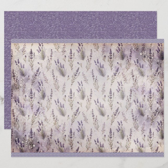 Vintage Lavender Journal Paper Sheet (Front/Back)