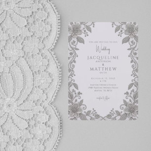 Vintage Lavender & Lace Wedding Invitation
