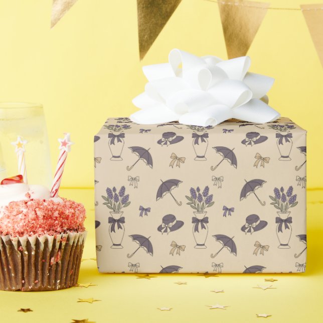 Vintage Lavender Nostalgia Wrapping Paper Roll (Birthday Party)