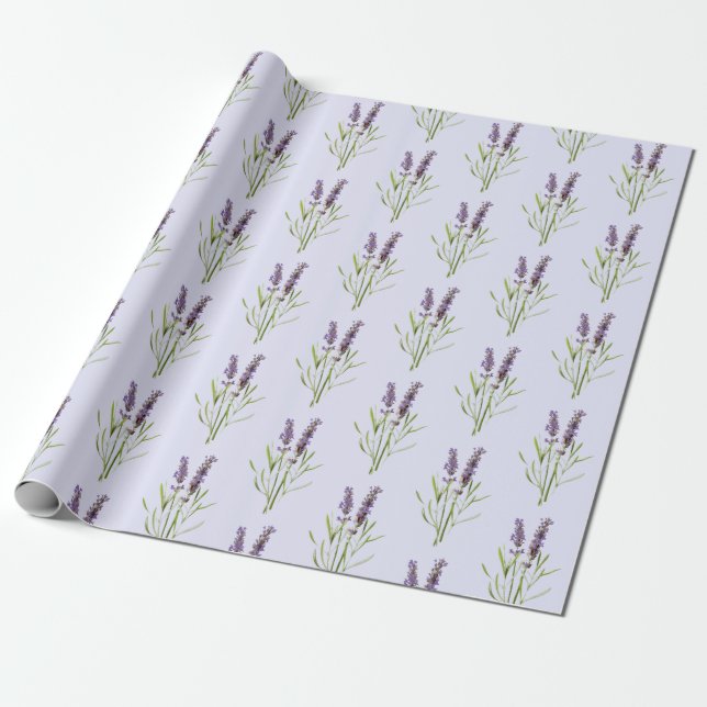 Vintage Lavender pattern Wrapping Paper (Unrolled)