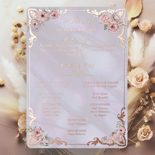 Vintage Lavender Peony Foil Program Card (Creator Uploaded)