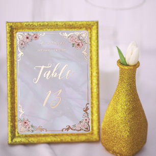 Vintage Lavender Peony Foil Table Number Card