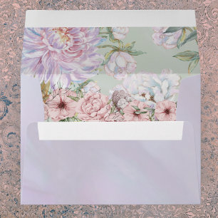 Vintage Lavender Peony Wedding Envelope