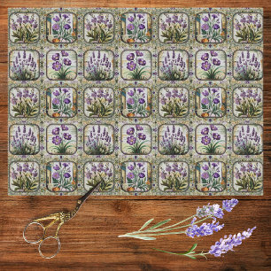 Vintage Lavender Purple Flowers Botanical Mosaic Tissue Paper