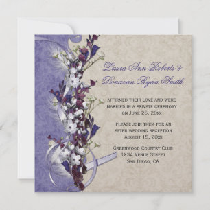 Vintage Lavender Purple Ivory Floral Post Wedding Invitation