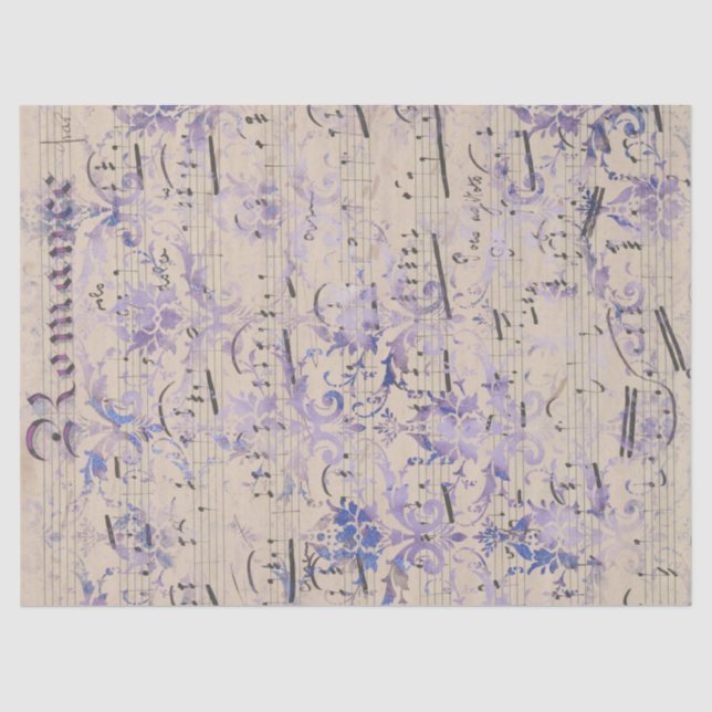 Vintage Lavender Sheet Music Decoupage (Front)