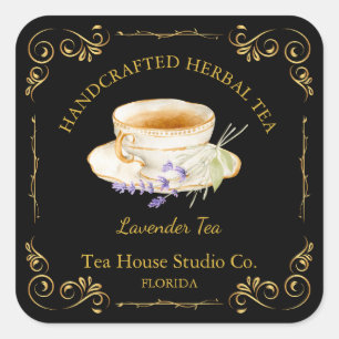 Vintage Lavender Tea Square Label