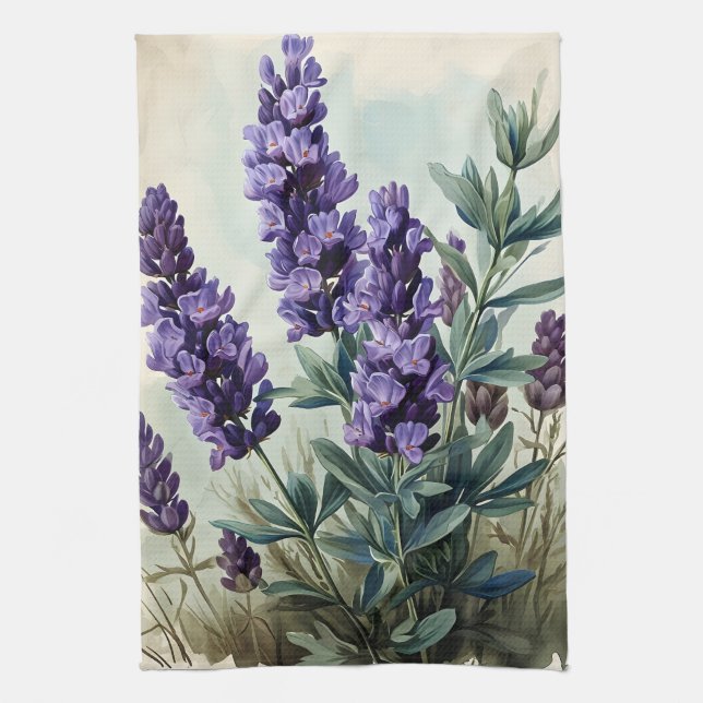 Vintage Lavender Tea Towel (Vertical)