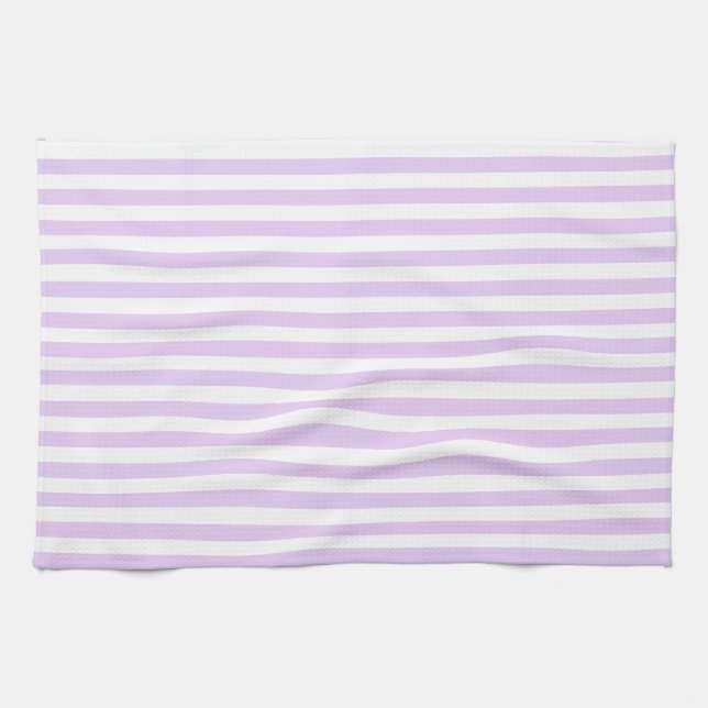 Vintage Lavender & White Stripes Striped Tea Towel (Horizontal)