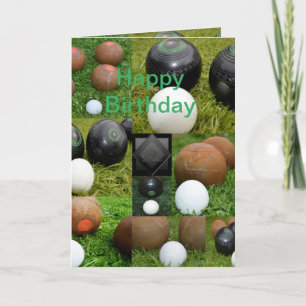 Vintage Lawn Bowls Photo Collage, Birthday Card