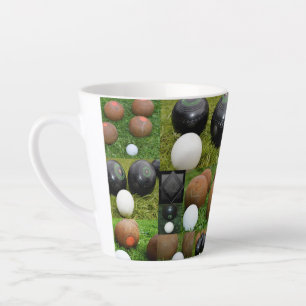 Vintage Lawn Bowls Photo Collarge, Latte Mug