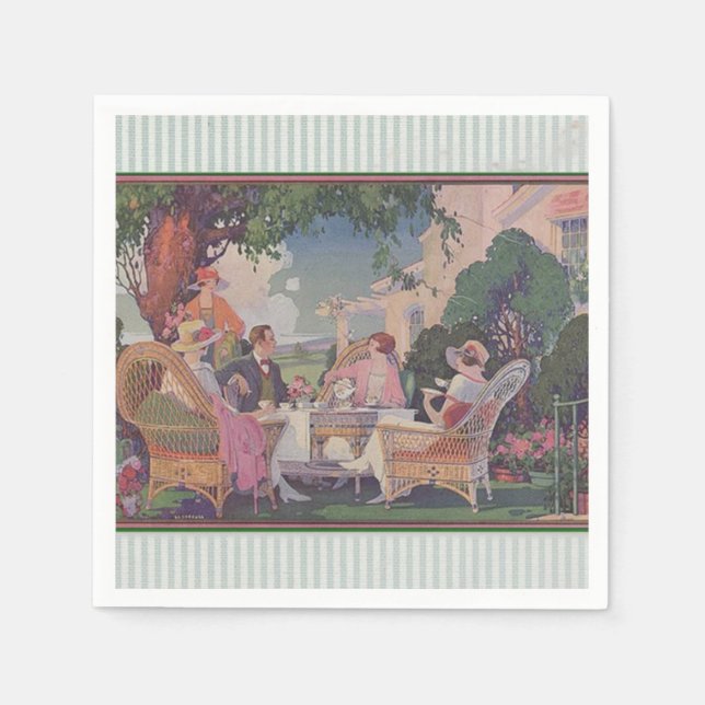 Vintage Lawn Gathering Cocktail Napkins (Front)